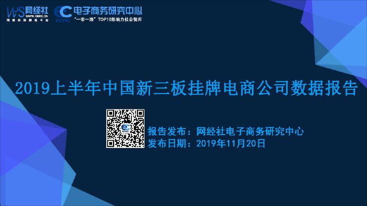2019上半年中国新三板挂牌电商公司数据报告-网经社-20191120.pdf