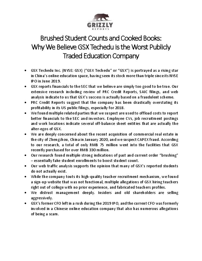 GRIZZLY REPORTS做空跟谁学报告.pdf GRIZZLY REPORTS做空跟谁学报告.pdf