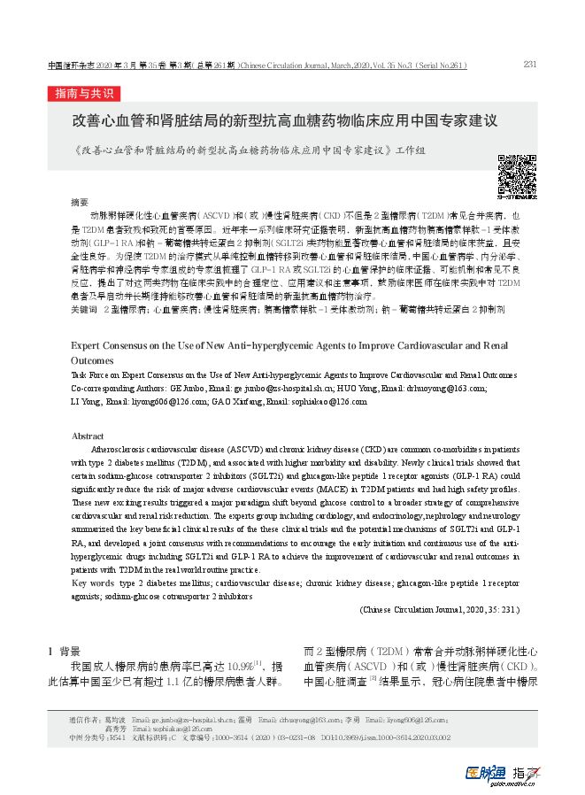 【医脉通】改善心血管和肾脏结局的新型抗高血糖药物临床应用中国专家建议.pdf 【医脉通】改善心血管和肾脏结局的新型抗高血糖药物临床应用中国专家建议.pdf