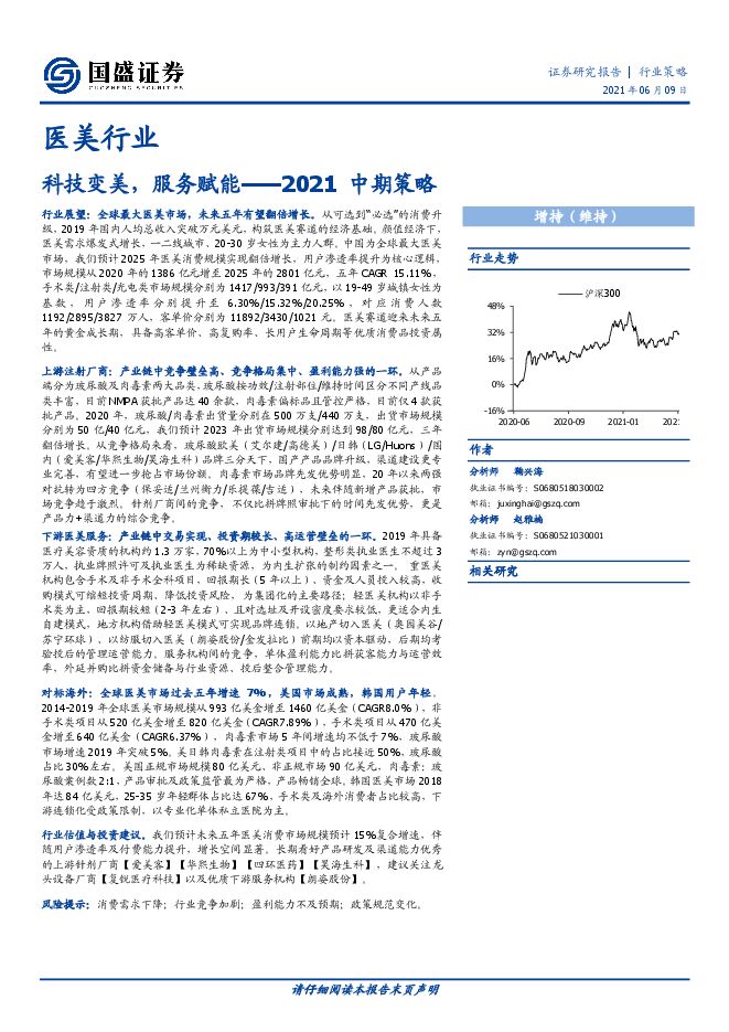 医美行业研究:科技变美,服务赋能-国盛证券-20210609.pdf 医美行业研究:科技变美,服务赋能-国盛证券-20210609.pdf