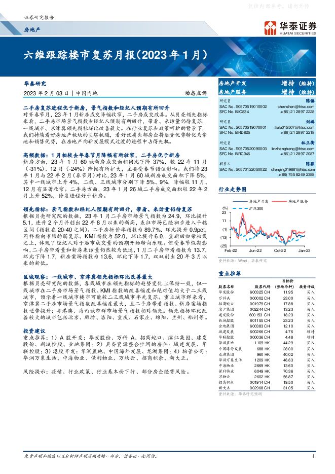 房地产行业动态点评：六维跟踪楼市复苏月报(2023年1月)