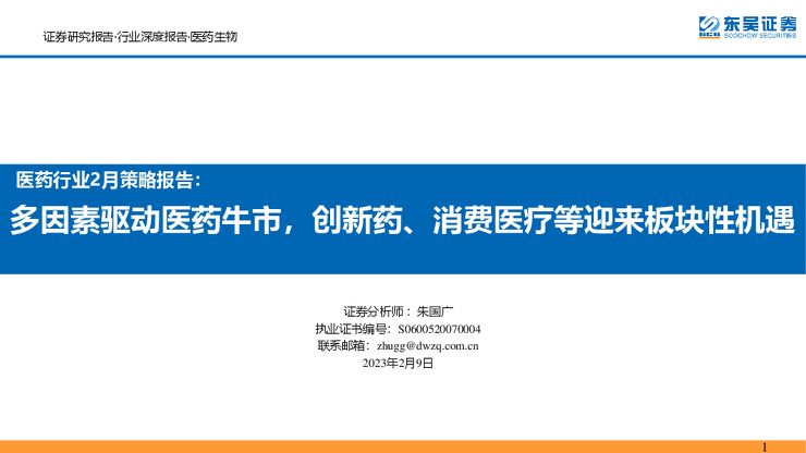医药行业2月策略报告:多因素驱动医药牛市,创新药、消费医疗等迎来板块性机遇 医药行业2月策略报告:多因素驱动医药牛市,创新药、消费医疗等迎来板块性机遇