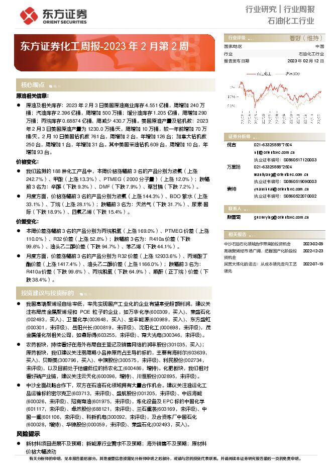 化工周报-2023年2月第2周