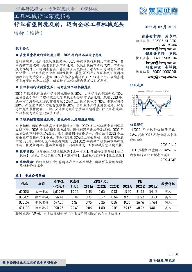 工程机械行业深度报告:行业有望困境反转,迈向全球工程机械龙头