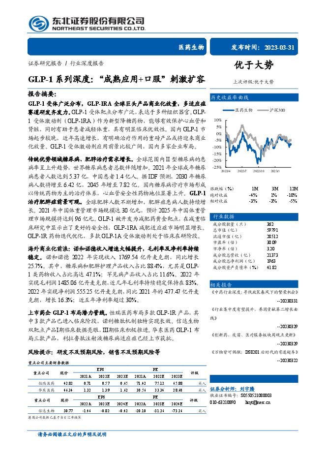 医药生物行业GLP-1系列深度:“成熟应用+口服”刺激扩容 医药生物行业GLP-1系列深度:“成熟应用+口服”刺激扩容