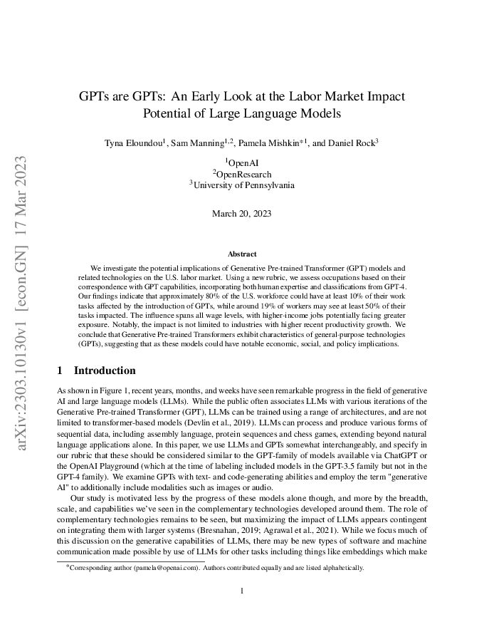 GPTs 大型语言模型对劳动力市场影响潜力的早期研究.pdf