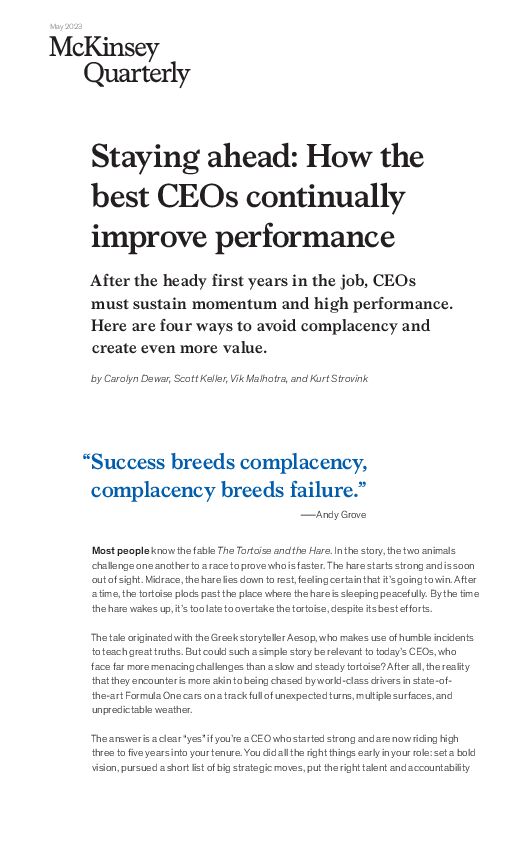 最佳CEO们是如何持续保持领先 - 麦肯锡 最佳CEO们是如何持续保持领先 - 麦肯锡