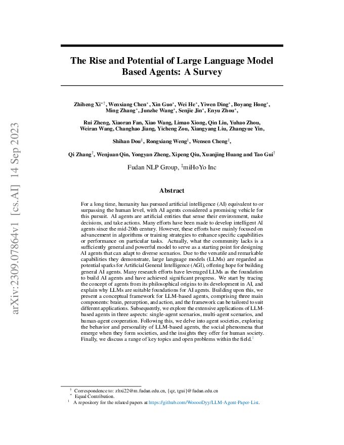 【论文推荐】基于大语言模型的智能体综述——复旦NLP -.pdf 【论文推荐】基于大语言模型的智能体综述——复旦NLP -.pdf