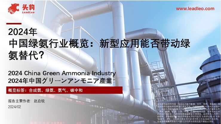 2024年中国绿氨行业概览：新型应用能否带动绿氨替代？-头豹研究院.pdf