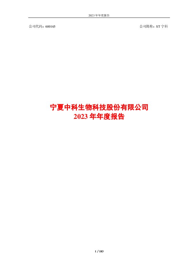 *ST宁科2023年年度报告(2024年12月修订) *ST宁科2023年年度报告(2024年12月修订)