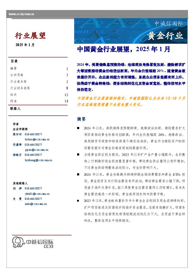 中国黄金行业展望，2025年1月.pdf