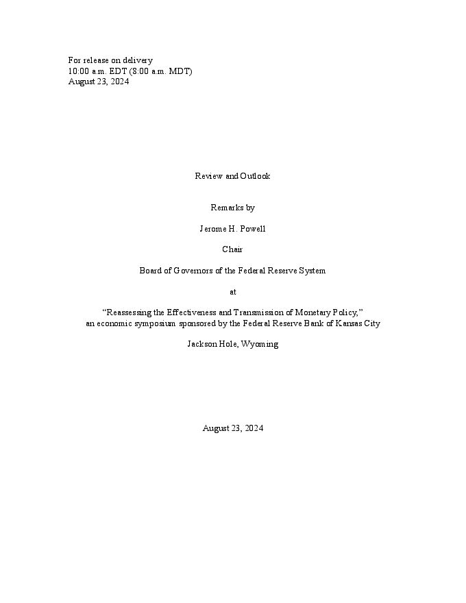 美联储主席 鲍威尔：美联储政策回顾与展望202408.pdf