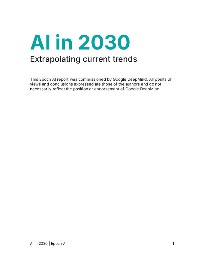 AI in 2030 Extrapolating current trends AI in 2030 Extrapolating current trends