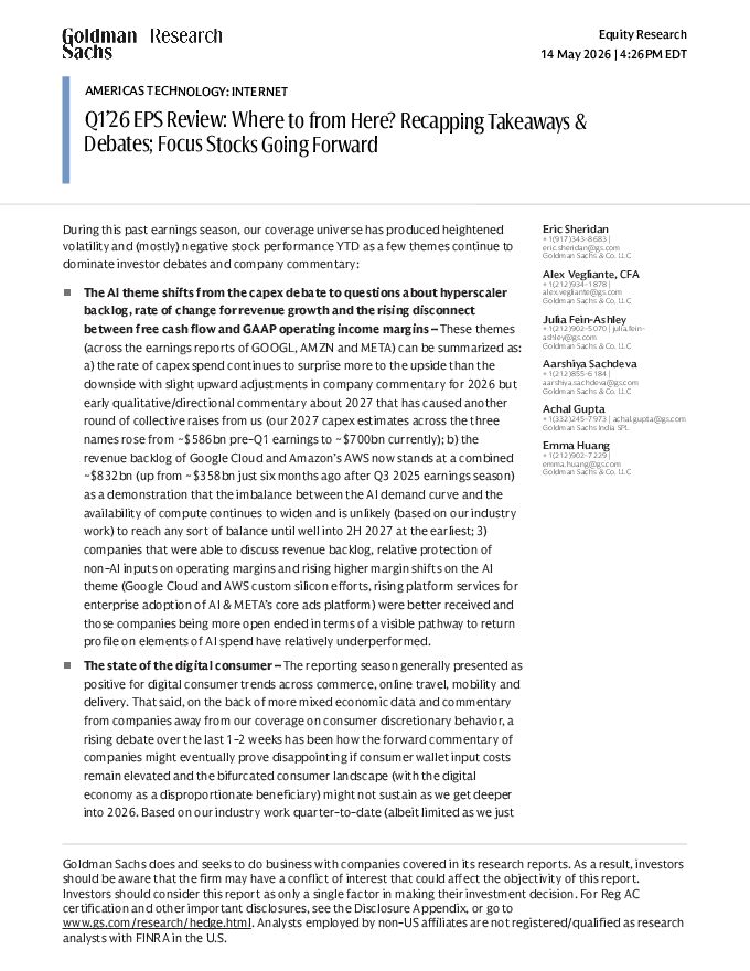 AMERICAS TECHNOLOGY INTERNET Q1’26 EPS Review Where to from Here Recapping Takeaways & Debates; Focus Stocks Going Forward.pdf